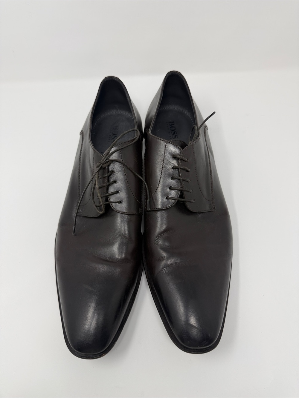Boss Dark Brown Leather Derby Shoes